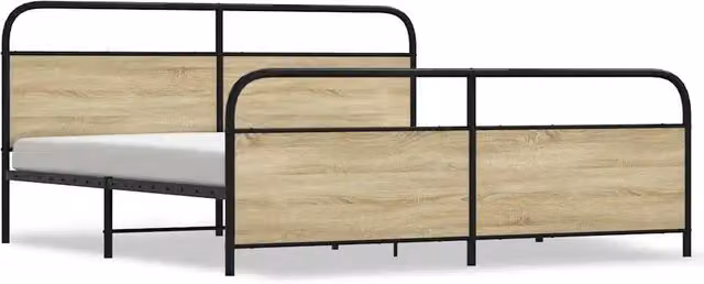 Letto matrimoniale | Letto per adulti | Giroletto senza Materaso in Metallo Rovere Sonoma 183x213 cm