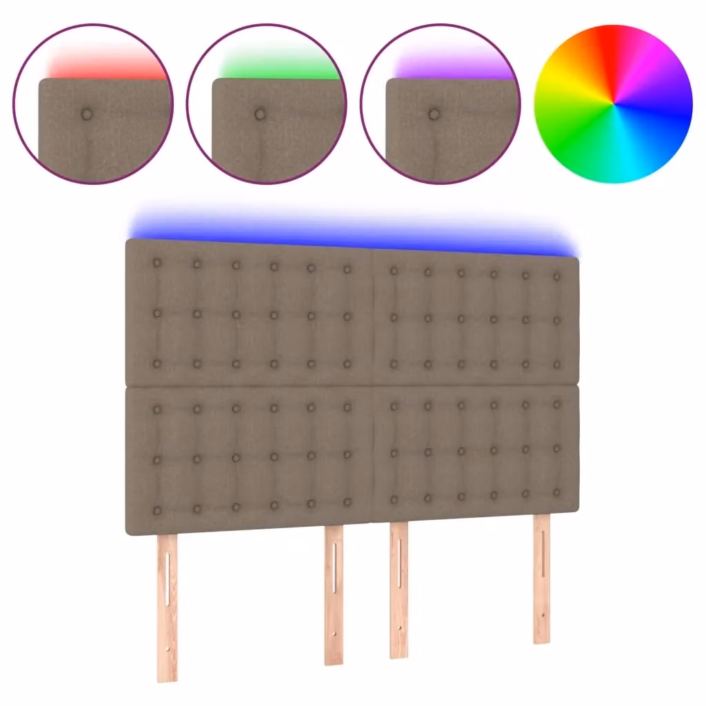 Testiera con LED Design Mania in tessuto beige con porta USB, L: 144 cm, P: 5 cm, H: 118/128 cm – 2