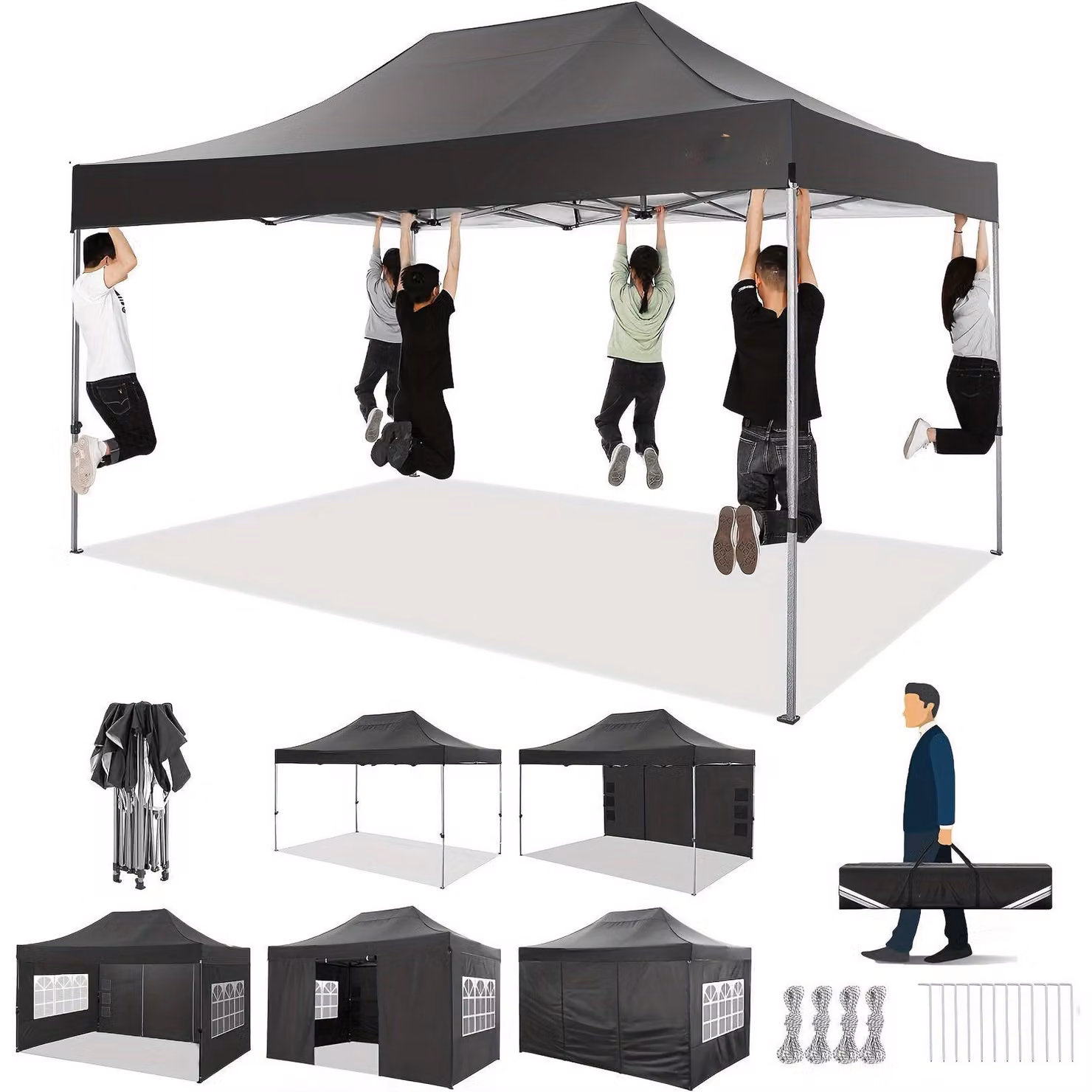 Tenda per feste - Gazebo - Tenda per eventi - Tenda da giardino - Tenda pieghevole - 3x4,5 metri - Impermeabile - Struttura rinforzata