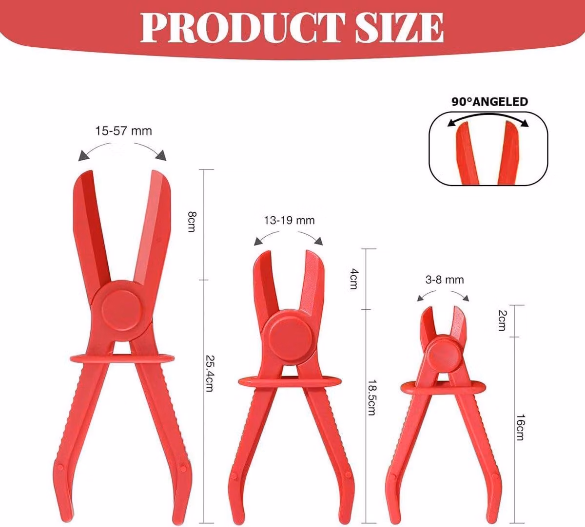 Set di 3 pinze per fascette stringitubo in nylon flessibile