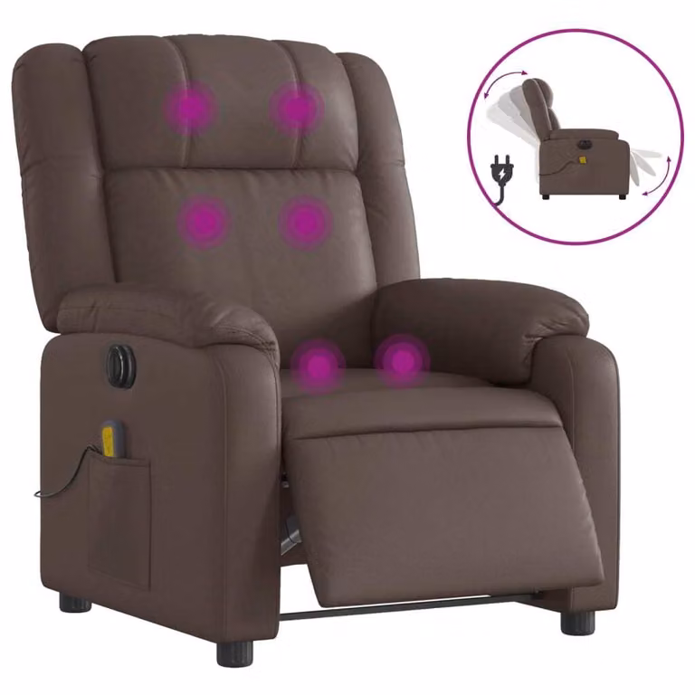 SYFAX™ Poltrona Massaggiante Elettrica Marrone in Pelle finta