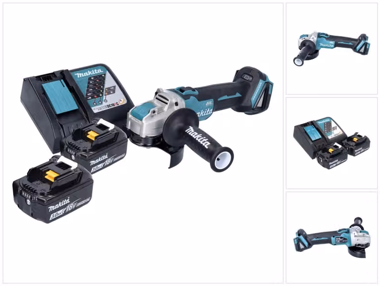 Smerigliatrice angolare a batteria Makita DGA 521 RFX1 18 V 125 mm X-LOCK Brushless + 2x batteria ricaricabile 3,0 Ah + caricabatterie