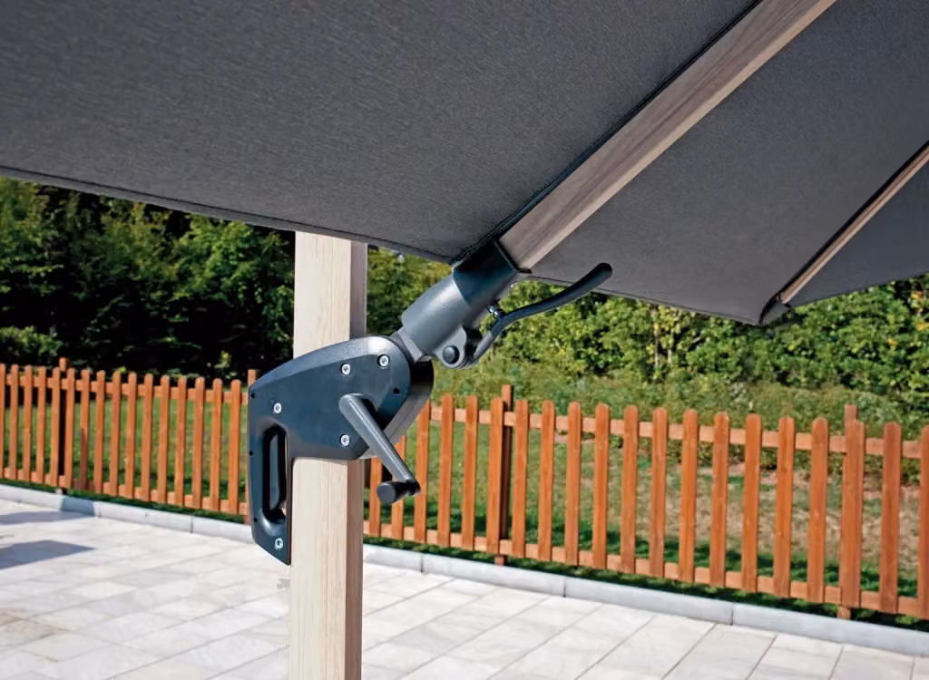 Ombrellone Greenwood con fusto in alluminio effetto legno e telo Spuncrylic L: 300 cm x P: 300 cm – 2