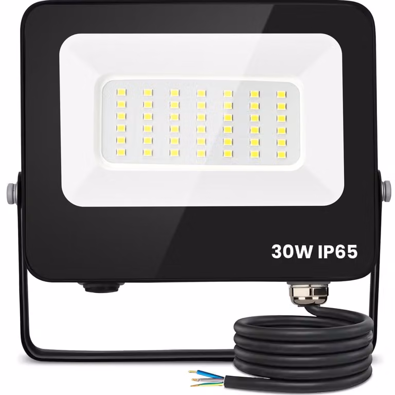 Aigostar, faretto LED da esterno, 30W, luce bianca fredda (6500K), 2450 lumen. Proiettore IP65, resistente all'acqua, ideale per illuminare giardini, garage, campi sportivi, cortili. Faretto da esterno