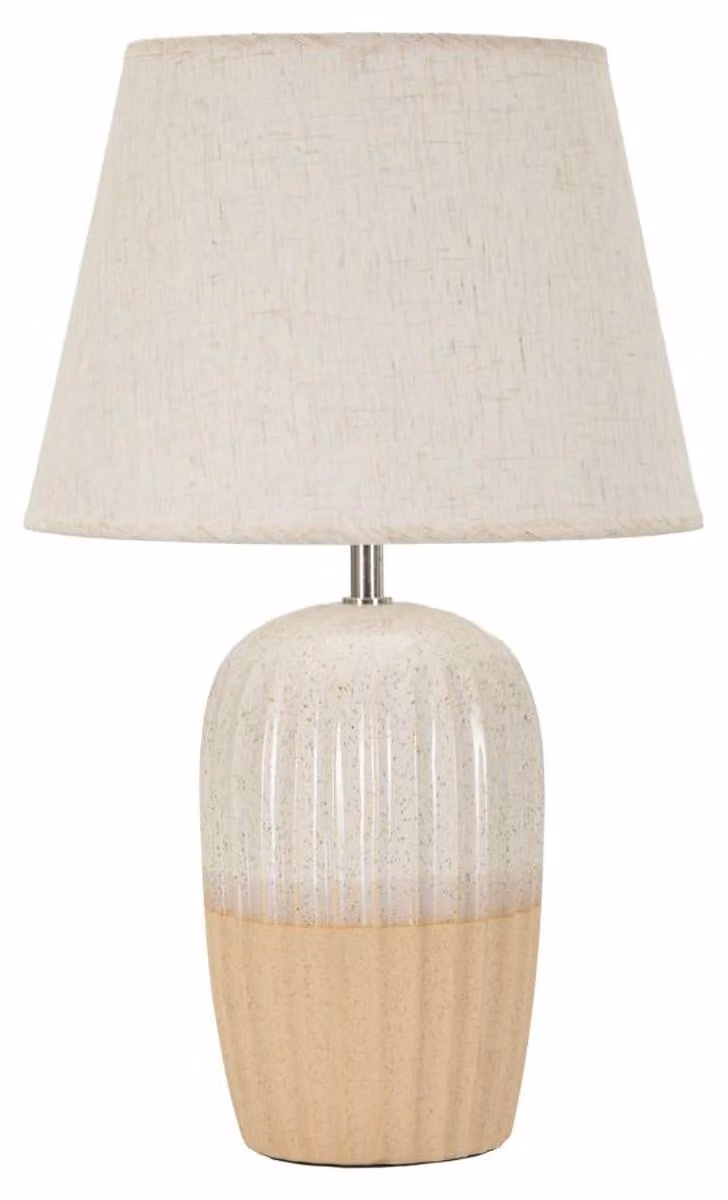 Lampada da tavolo Japandi in Vetroceramica sabbia e crema