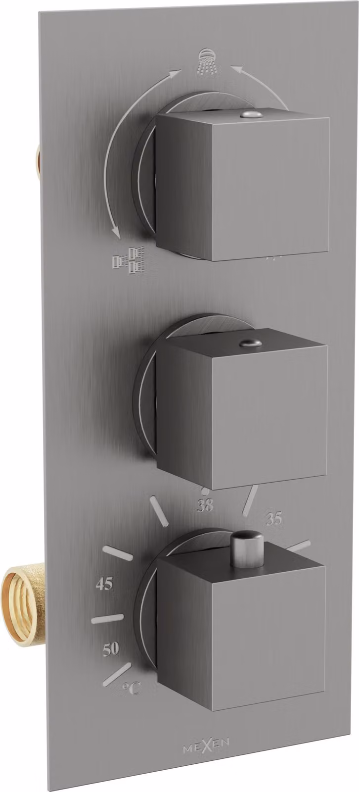 Mexen Cube miscelatore termostatico vasca-doccia a 3 vie, grafite - 77503-66