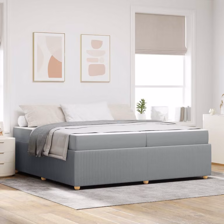 Struttura del letto imbottita vidaXL in tessuto grigio, L/P: 200 x 200 cm