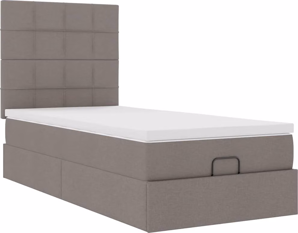 Struttura Letto Pouf con Materasso Tortora 90x190 cm in Tessuto