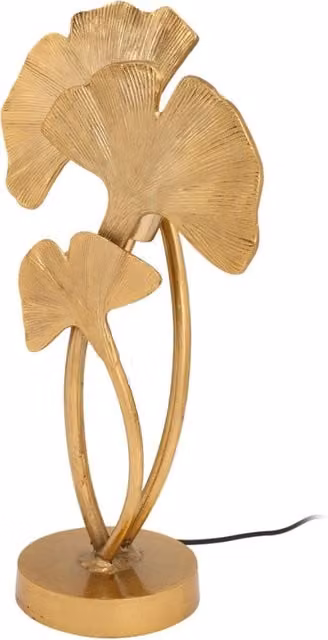 Lampada da tavolo Cosima KENDRA HOME in alluminio dorato con design organico a forma di Ginkgo, H: 38 cm, L: 45 cm