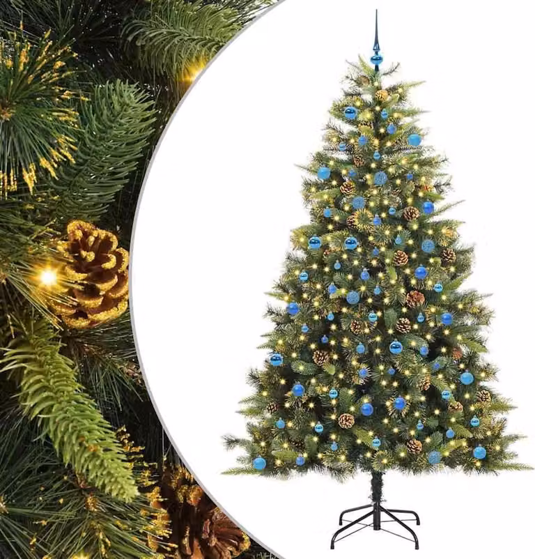 Albero di Natale artificiale pieghevole con pigne 240 cm