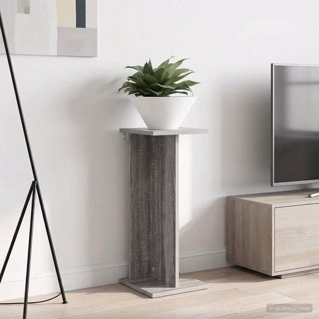vidaXL Supporto per piante Sonoma grigio in legno MDF L/P/H: 25 x 25,5 x 60,5 cm
