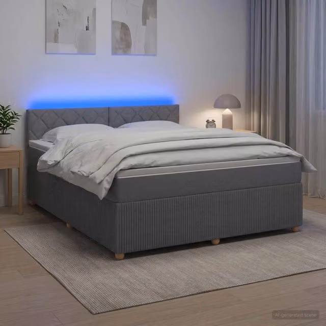 Letto box spring con materasso vidaXL Grigio Chiaro L/P: 140 x 190 cm – 1