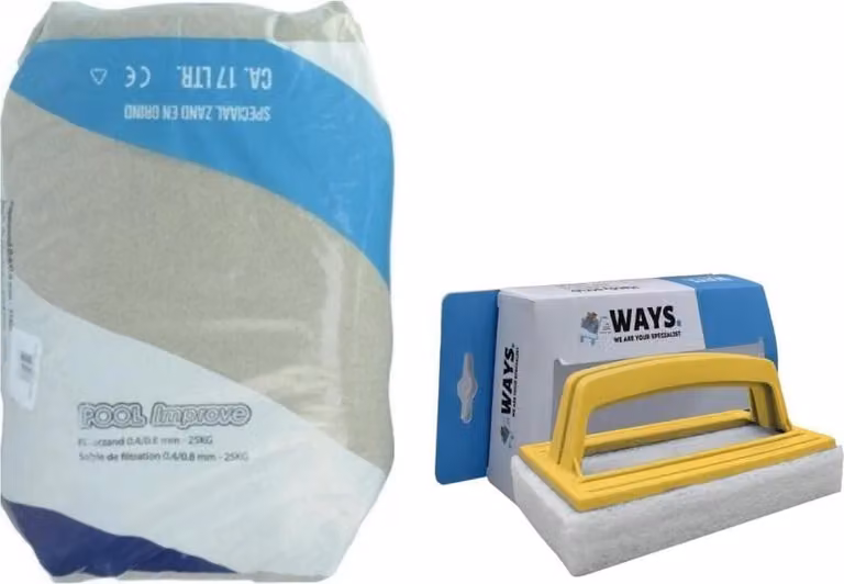 Pool Improve - Sabbia filtrante per pompa filtro - 25 kg & spazzola WAYS