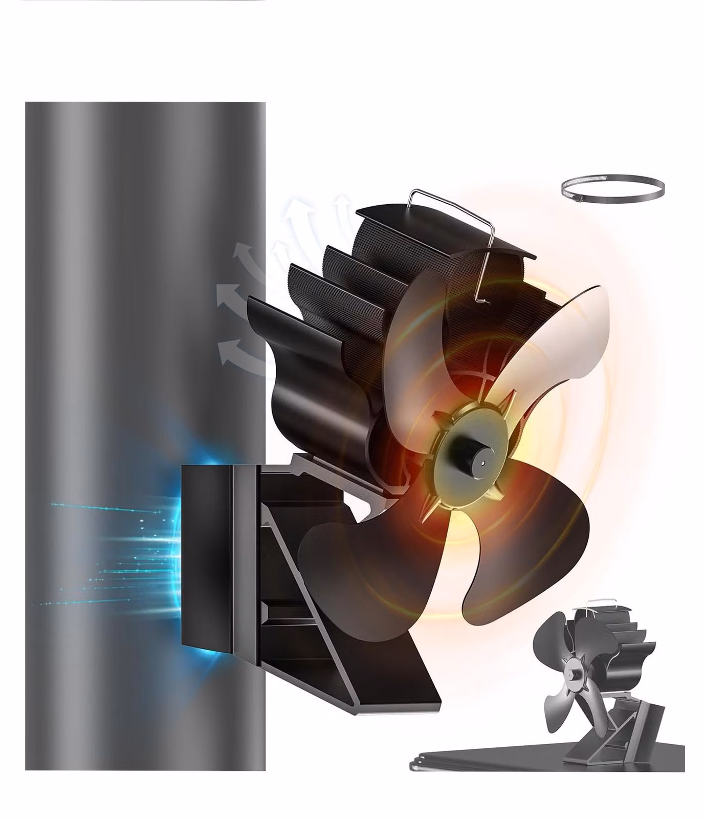 Ventilatore silenzioso per stufa a legna, a funzionamento magnetico, senza elettricità