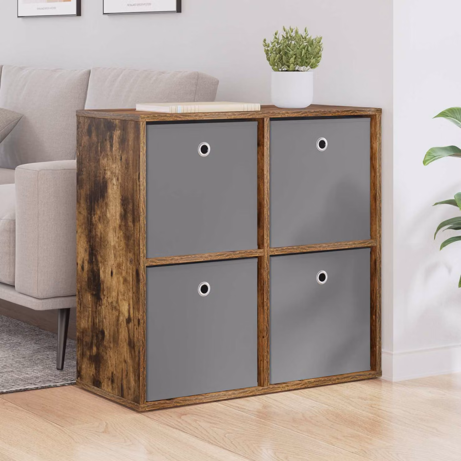 Credenza moderna vidaXL in rovere fumé marrone L: 68,5 cm, P: 32 cm, H: 67 cm