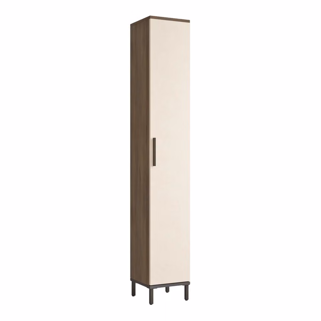Mobile a Colonna Lieto en.casa Armadio da Stoccaggio con 6 Scomparti e Ante a Battente, Rovere Grigio/Beige/Antracite, H: 183,5 cm, L: 29,5 cm, P: 29,5 cm – 2