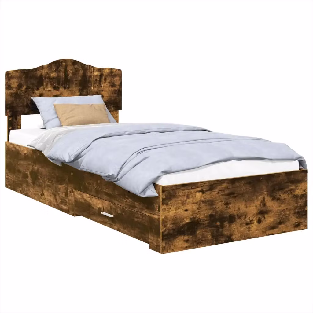 Struttura letto con cassetto vidaXL in legno rovere marrone L 140 x P 70 x H 196 cm – 2