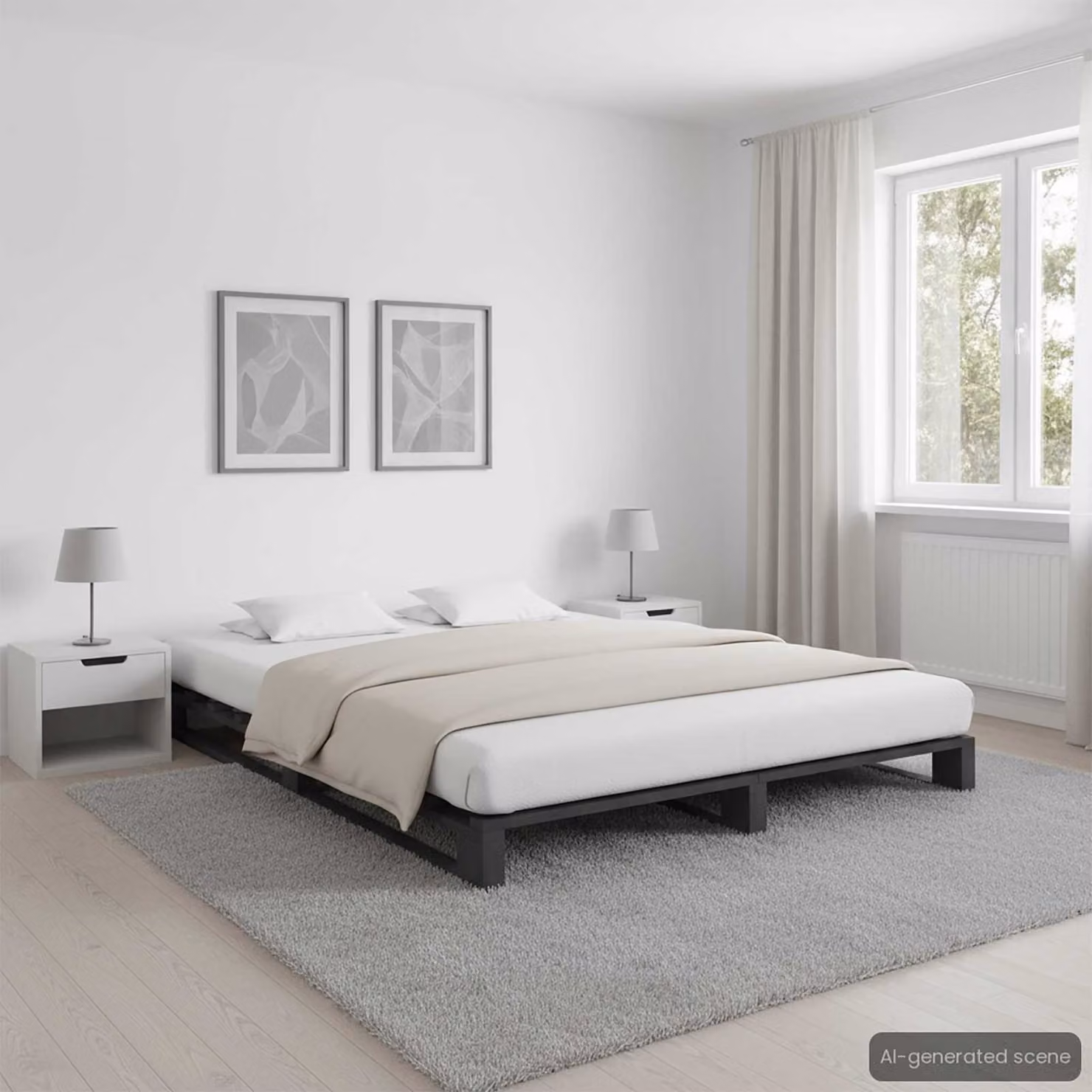 vidaXL Giroletto in Pallet in Legno Massello di Pino Grigio L: 120 cm, P: 200 cm