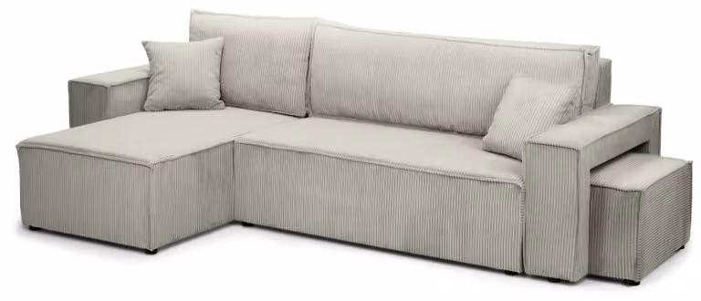Divano a tre posti con funzione letto, modello Klara, in lino grigio