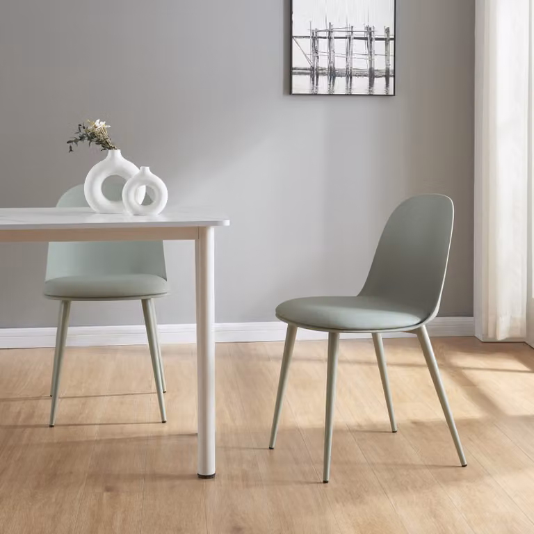 Sedia da pranzo 'Kangasala' set di 2 imbottite in metallo ecopelle 81 x 45 x 52 cm grigio-verde