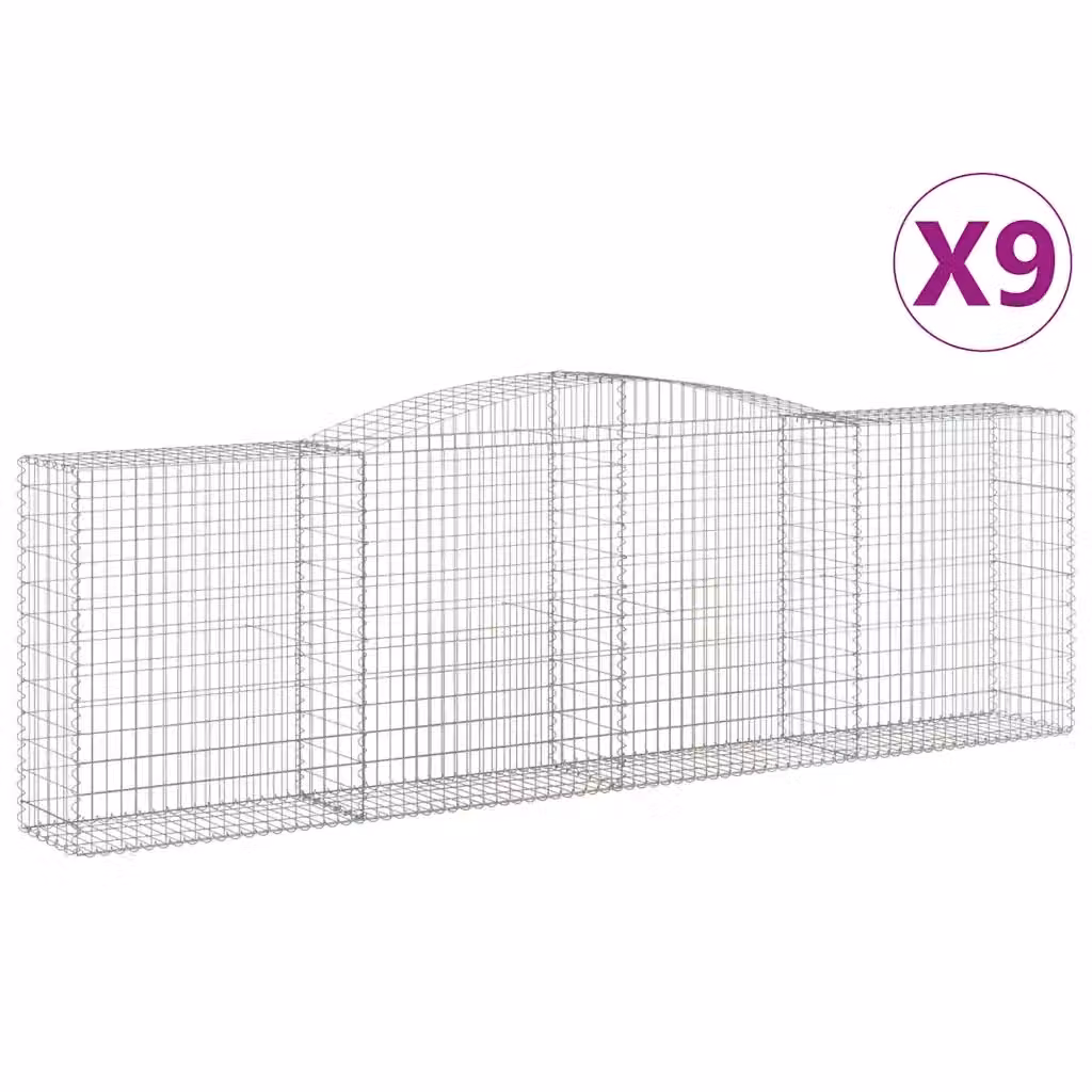 Set di 9 Cesti Gabbioni ad Arco Videx in Acciaio Zincato Argento L: 400 cm, P: 50 cm, H: 120/140 cm – 2