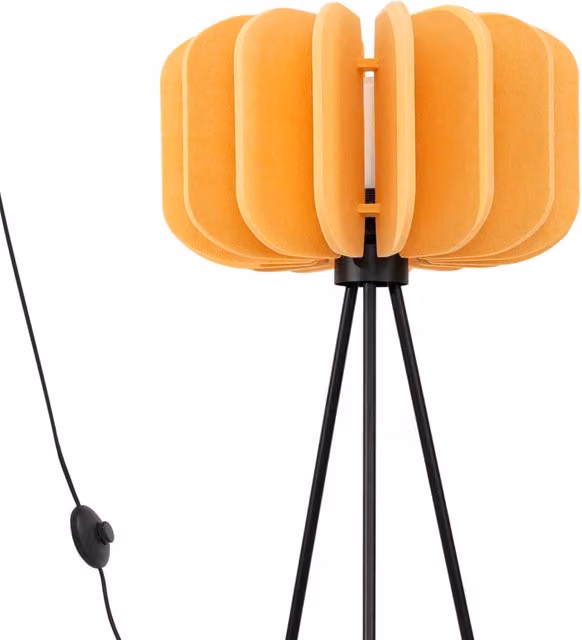Lampada da terra treppiede BARDEO feltro gialla E27