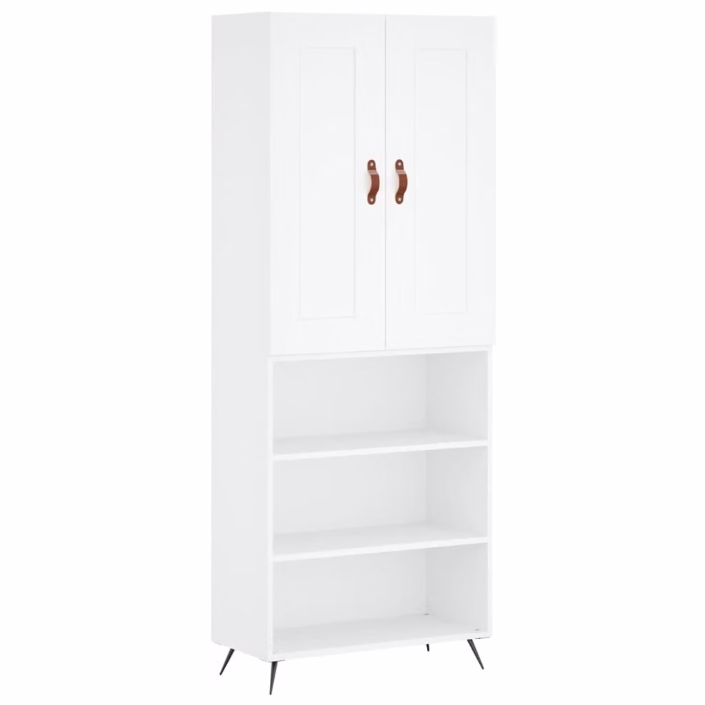 Credenza Bianca 69,5x34x180 cm in Legno Multistrato