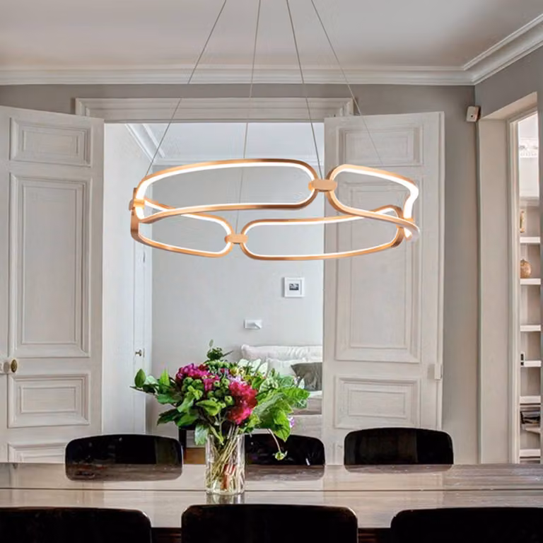 Schuller Valencia Lampada a sospensione Colette LED, oro rosa, Ottone / Oro, Soggiorno / Sala da pranzo, Alluminio, Moderno