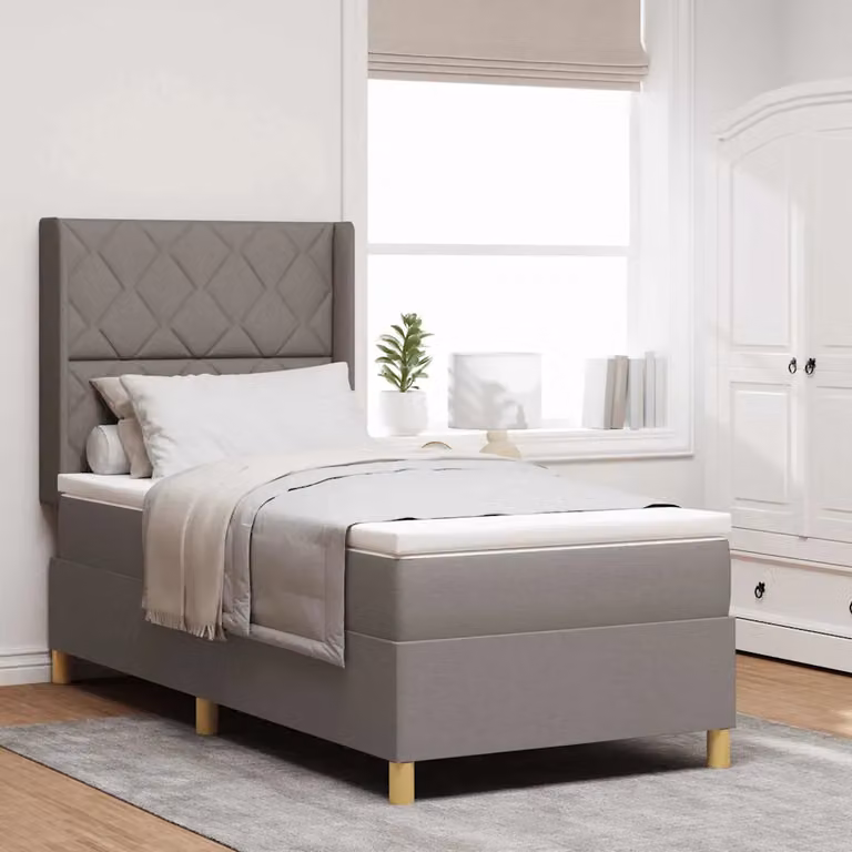 Letto a molle con testiera Talpa vidaXL in tessuto e legno, L/P/H: 203 x 90 x 128 cm