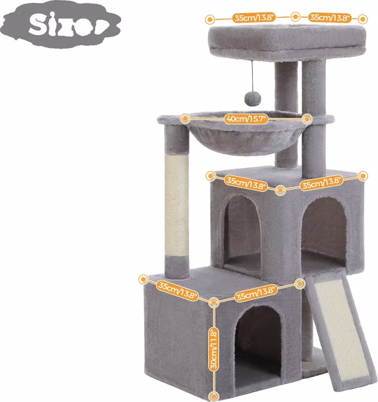 Albero per gatti, spaziosi appartamenti, struttura robusta, AMT0282GY, L