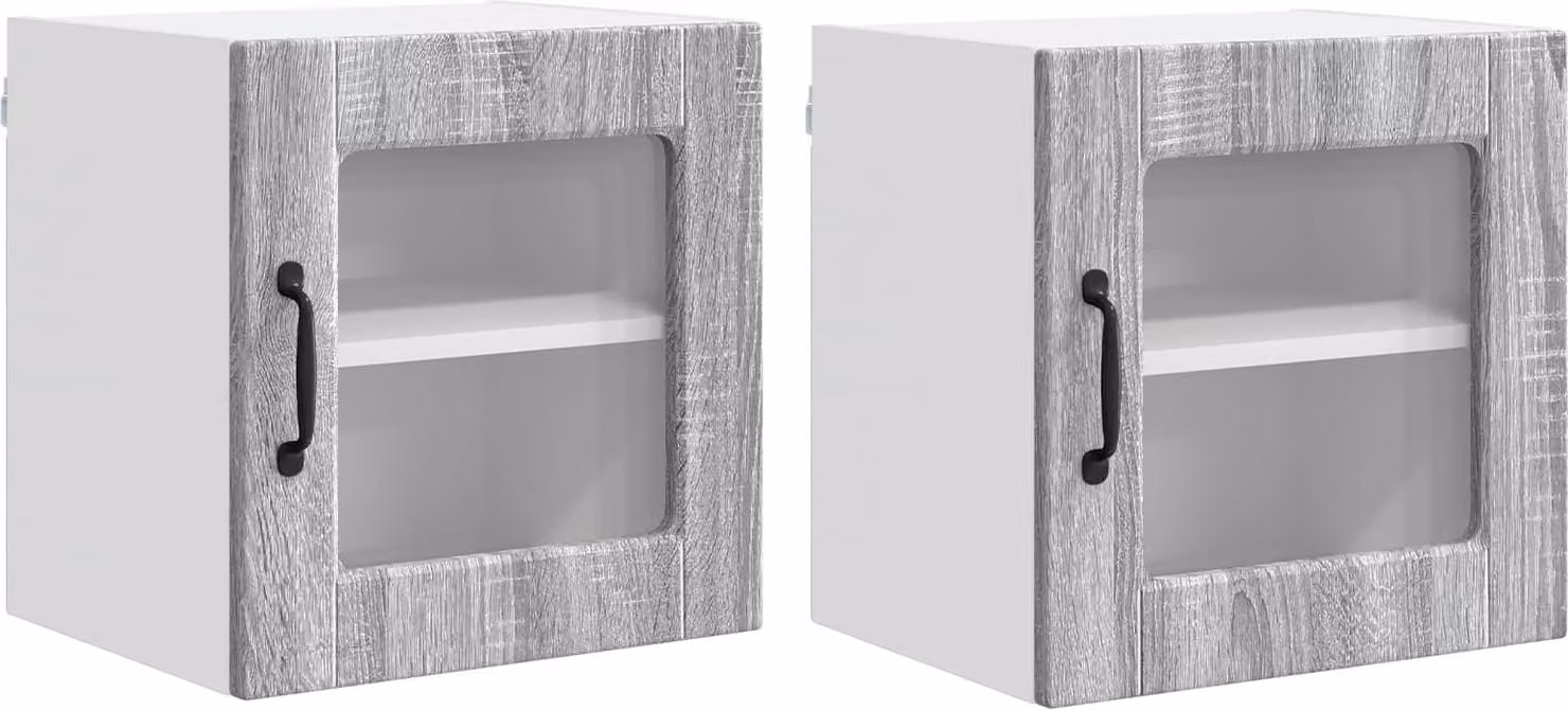 Mobile in vetro da parete PORTO 2 pcs Grigio Sonoma