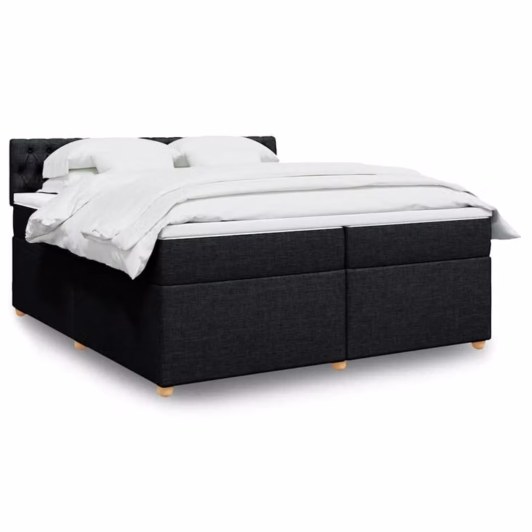 vidaXL Giroletto a Molle con Materasso Ibrido in Tessuto Nero 200 x 200 cm