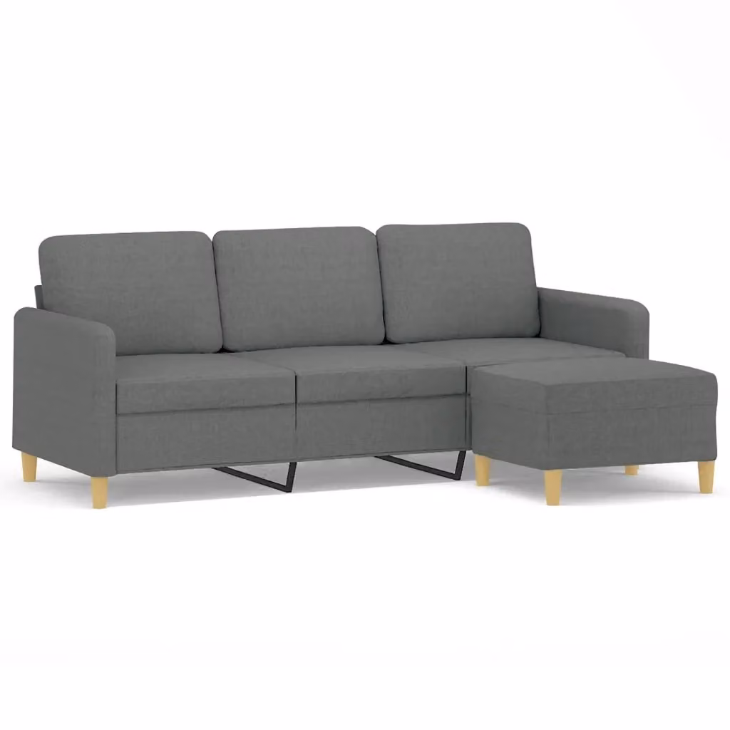 Divano a 3 posti con poggiapiedi vidaXL in tessuto grigio con design moderno per il tuo soggiorno L: 198 cm, P: 80 cm, H: 77 cm – 2