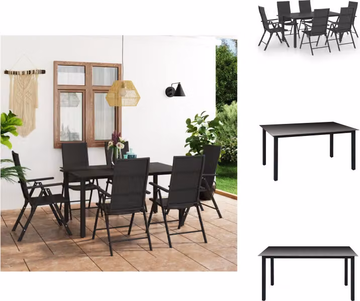 vidaXL set da pranzo da giardino 7 pezzi nero - Set di mobili da giardino