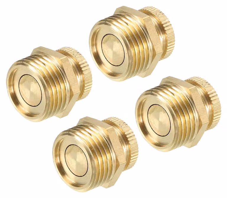 Valvola di scarico per serbatoio di compressore d'aria, confezione da 4, attacco G 1/2", realizzata in ottone, ricambio