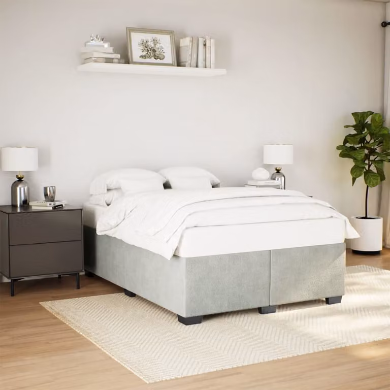 vidaXL Giroletto senza Materasso in Velluto Grigio L: 140 cm, P: 190 cm