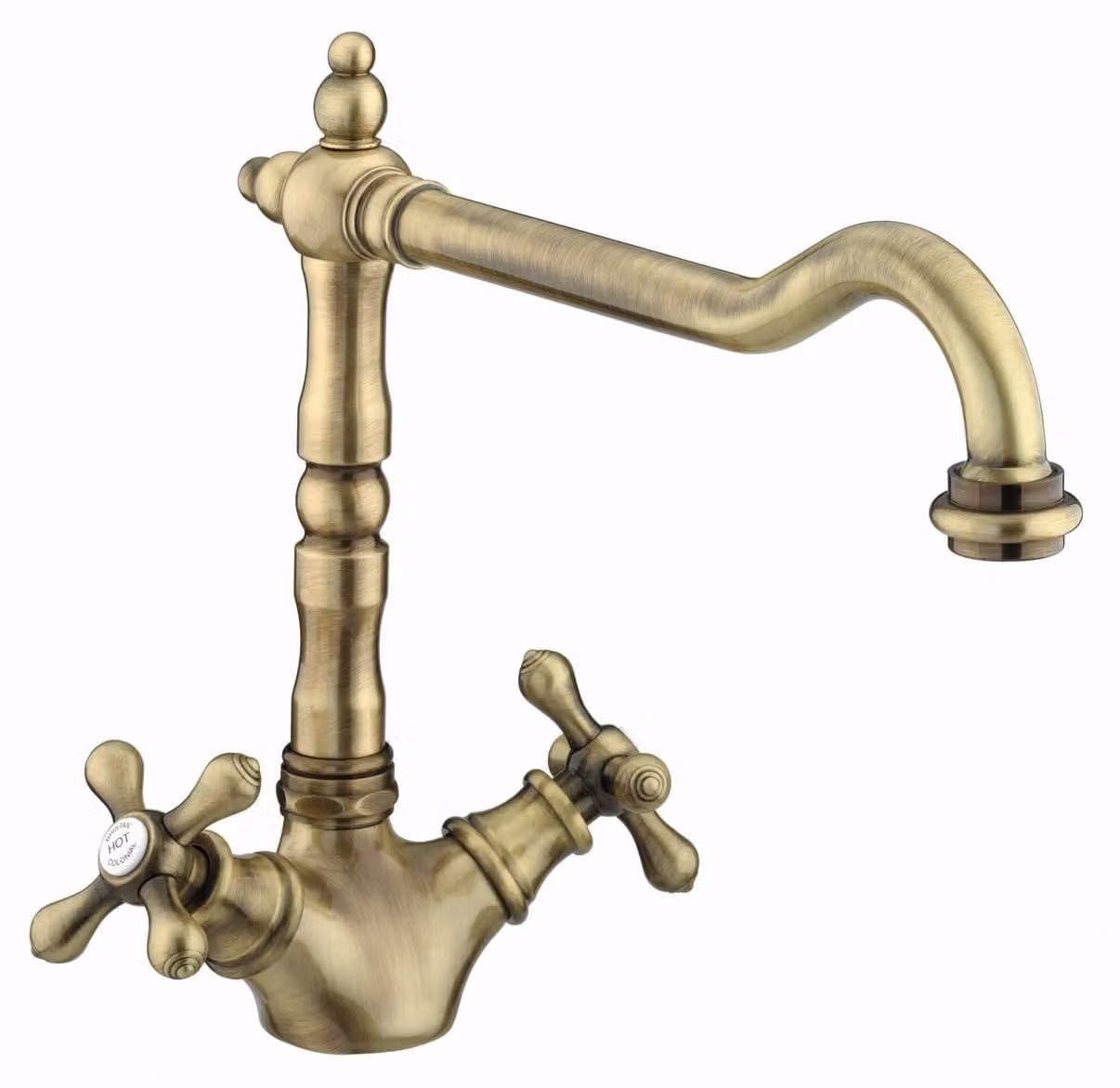 Rubinetto a due maniglie Easyfit, finitura bronzo anticato, in ottone, monoblocco
