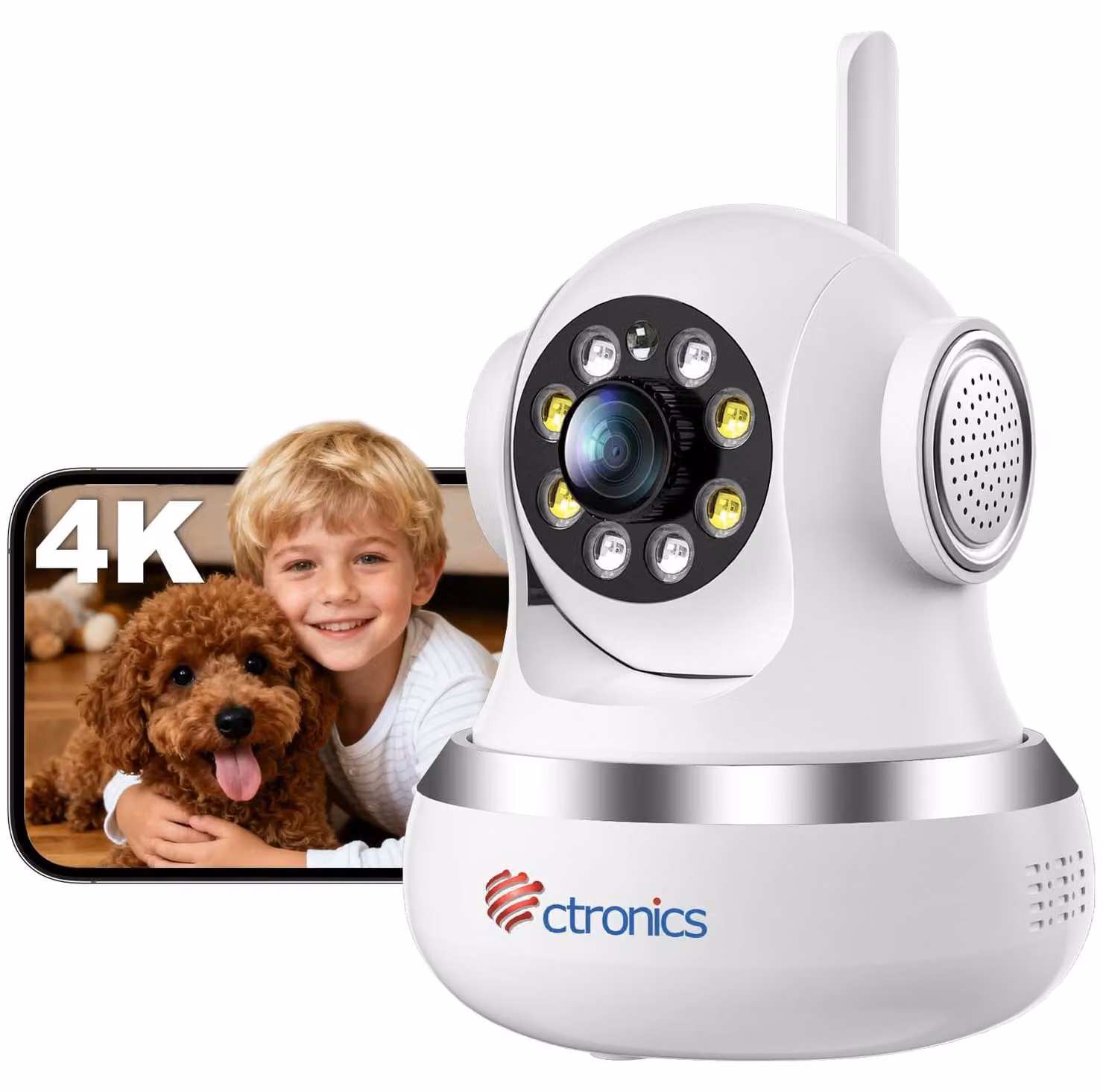 Telecamera di sicurezza interna 4K con tracciamento automatico e connessione Wi-Fi