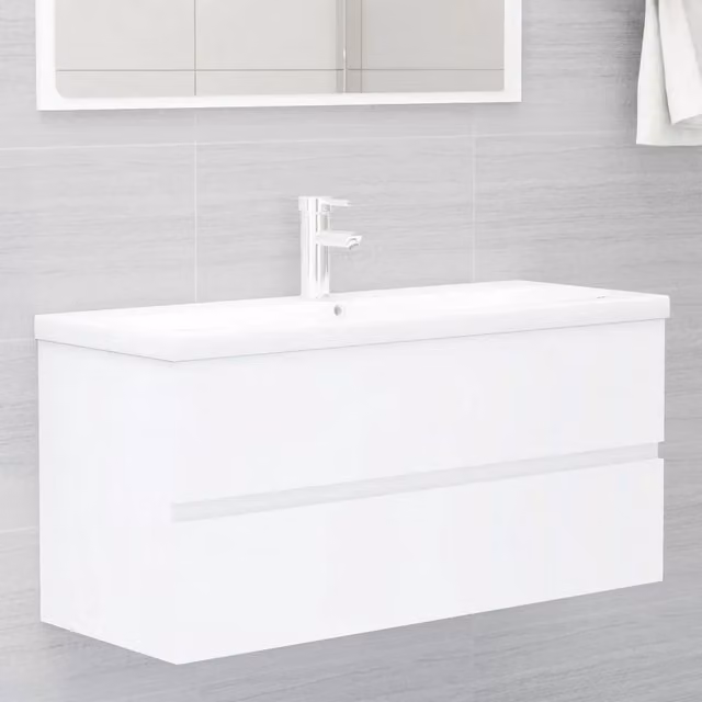Mobile con Lavabo Integrato Bianco in Legno Multistrato 3071567