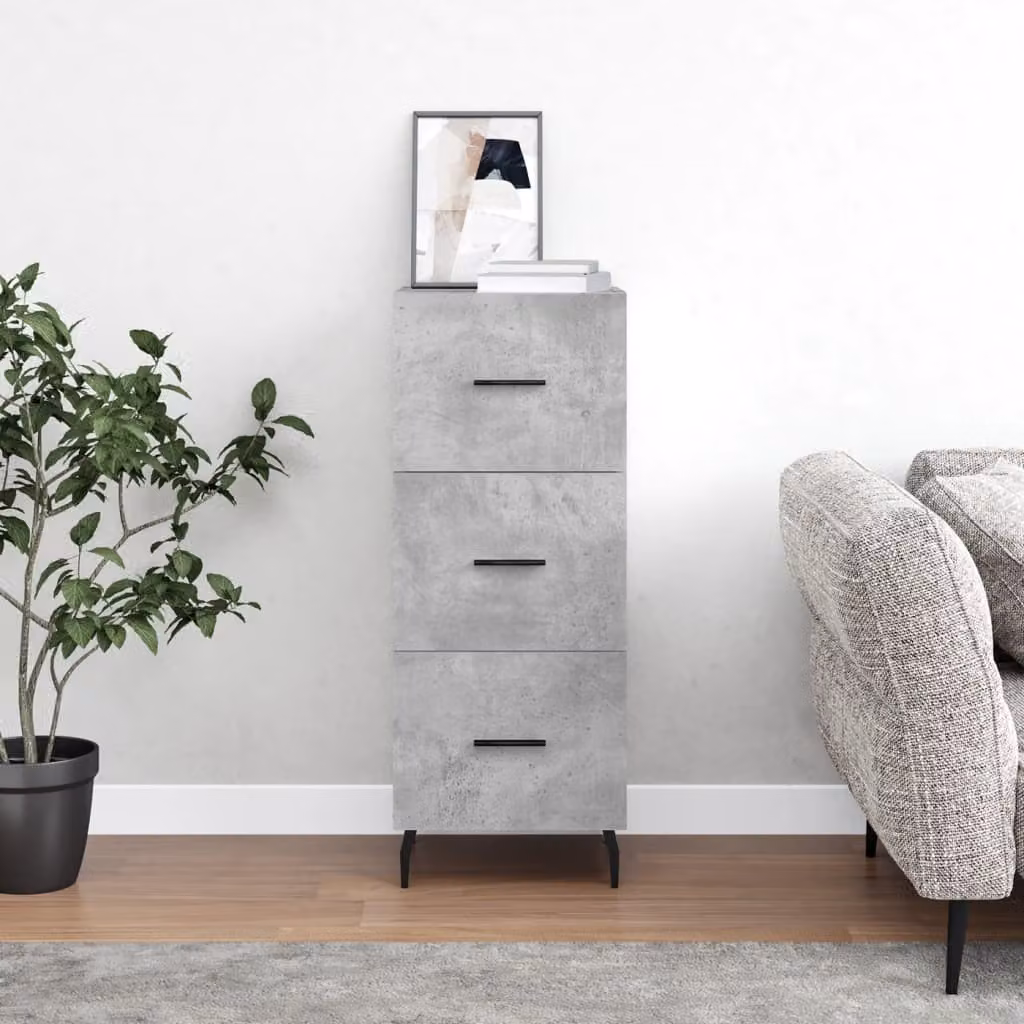 Credenza moderna vidaXL in legno e metallo, colore grigio, sospesa a parete, L/P/H: 34,5 x 34 x 90 cm