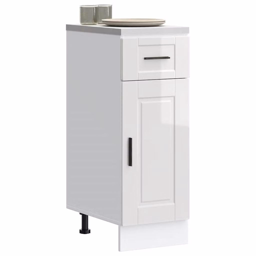 Base da cucina moderna vidaXL in legno bianco lucido con ante a battente L/P/H: 46,0 x 30,0 x 81,5 cm