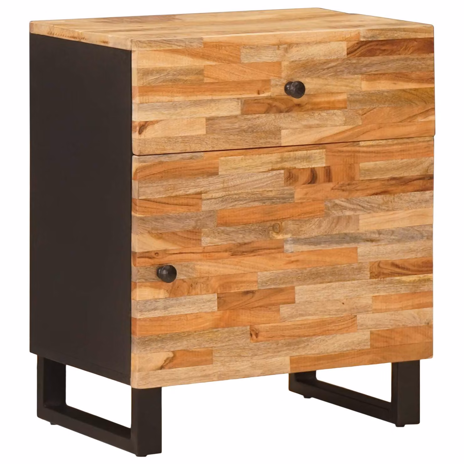 vidaXL Mobiletto da Letto in Legno di Mango Marrone Rustico L: 50 cm, P: 33 cm, H: 60 cm