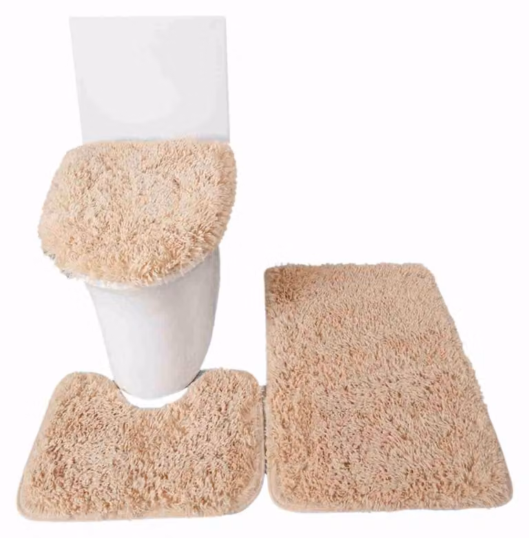 3 pezzi tappetino da bagno Copriwater Tappeto a forma di U Antiscivolo Morbido Pavimento Assorbente Solido Set tappetino da bagno