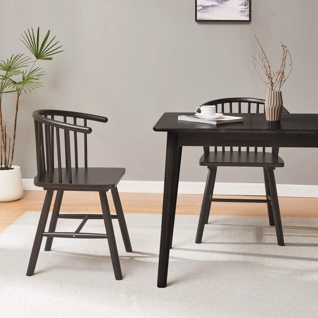 Set di 2 sedie da sala da pranzo moderne in legno nero en.casa – 2