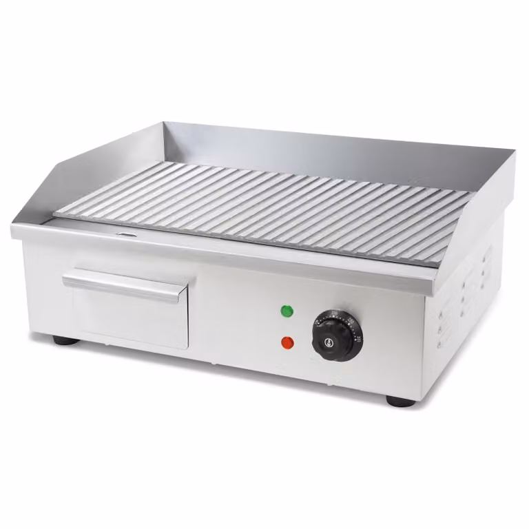 VERTES piastra grill piastra plancha grill elettrico 3000W superficie grill in acciaio inox con scanalature 55x35cm, termostato, temperatura 50-300°C