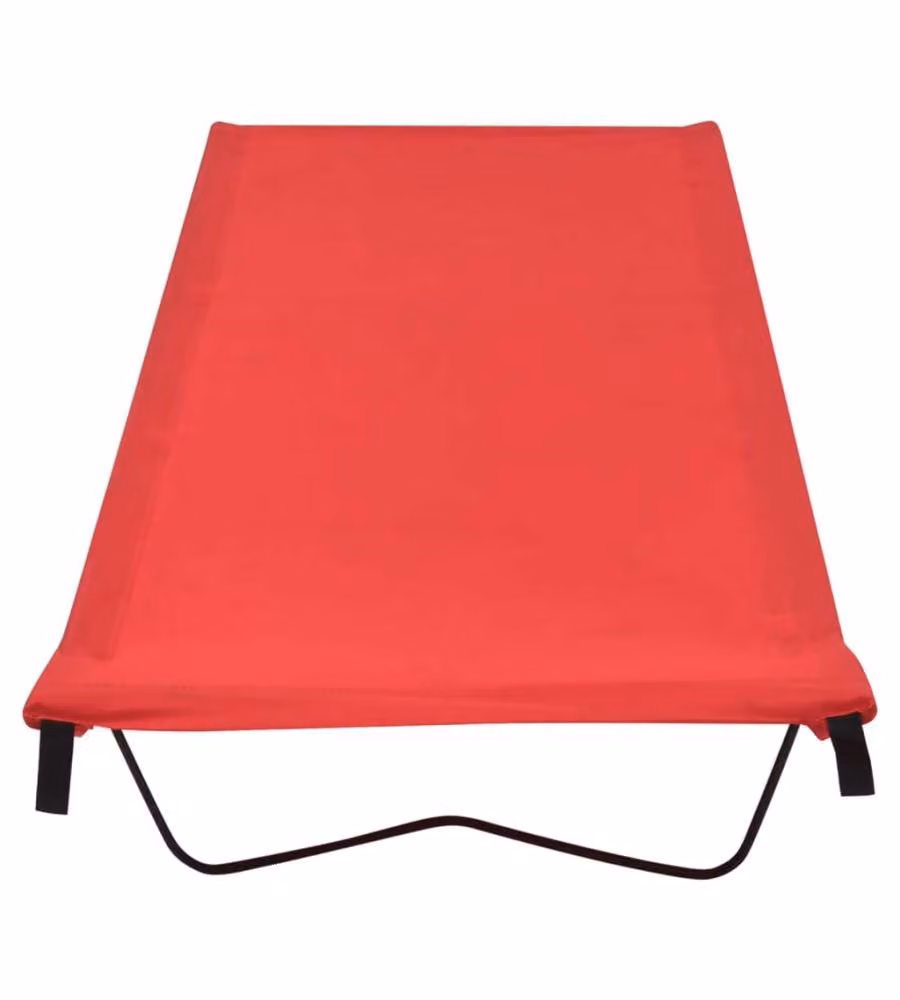 Lettino da Campeggio 180x60x19cm Tessuto Oxford e Acciaio Rosso