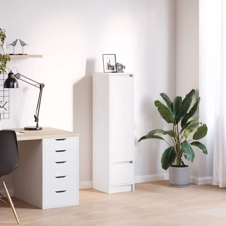 Credenza bianca vidaXL in legno multistrato e MDF da appendere al muro L/P/H: 119,5 x 29,5 x 34 cm