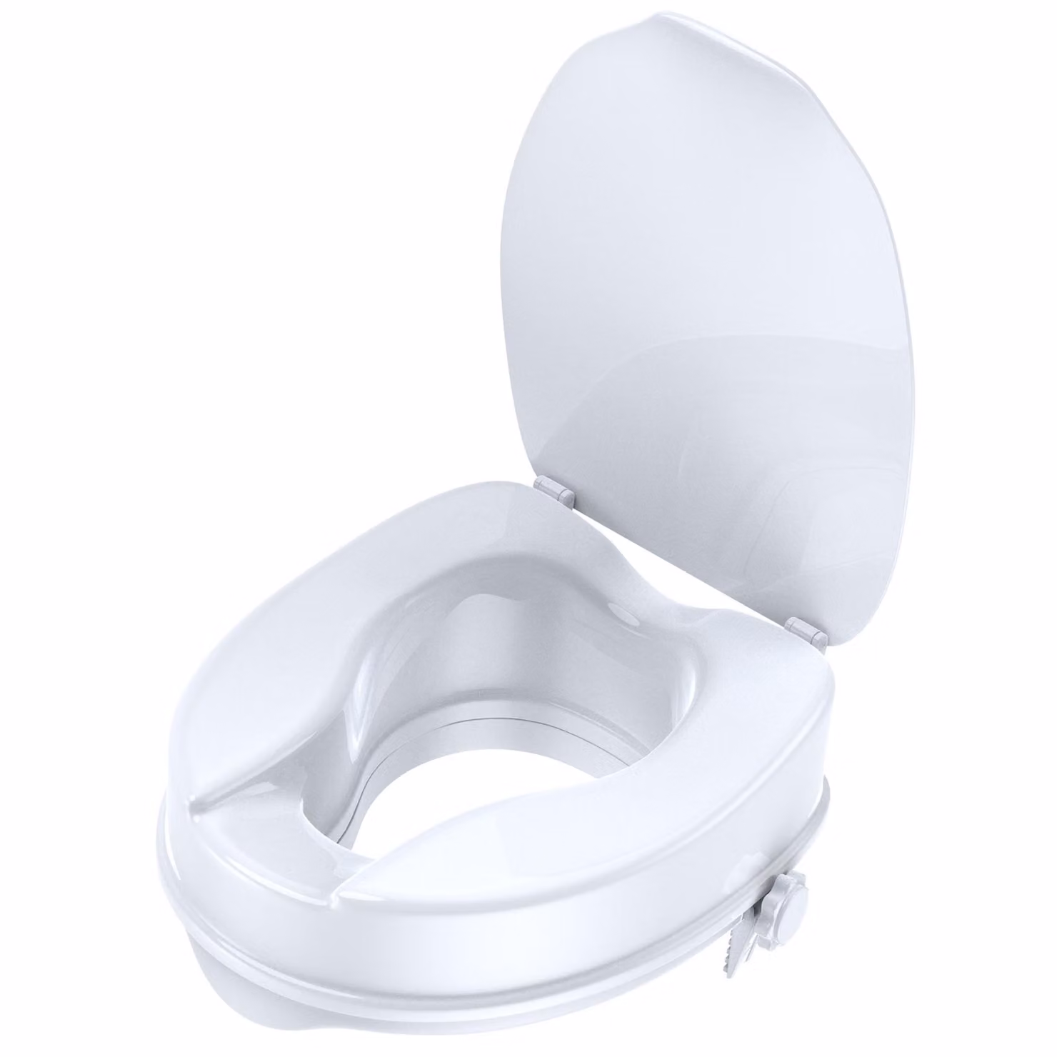 Alza WC con coperchio, regolabile in altezza da 12 a 16 cm, antiscivolo, resistente fino a 180 kg, antibatterico