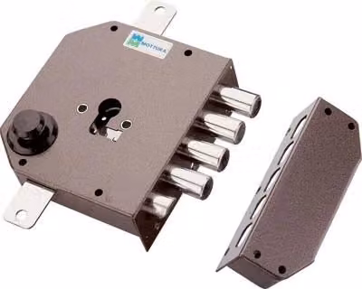 Serratura da applicare su legno Mottura 38630 F.sagom M2 Tripl in acciaio color bronzo con scrocco da 63 mm sinistra