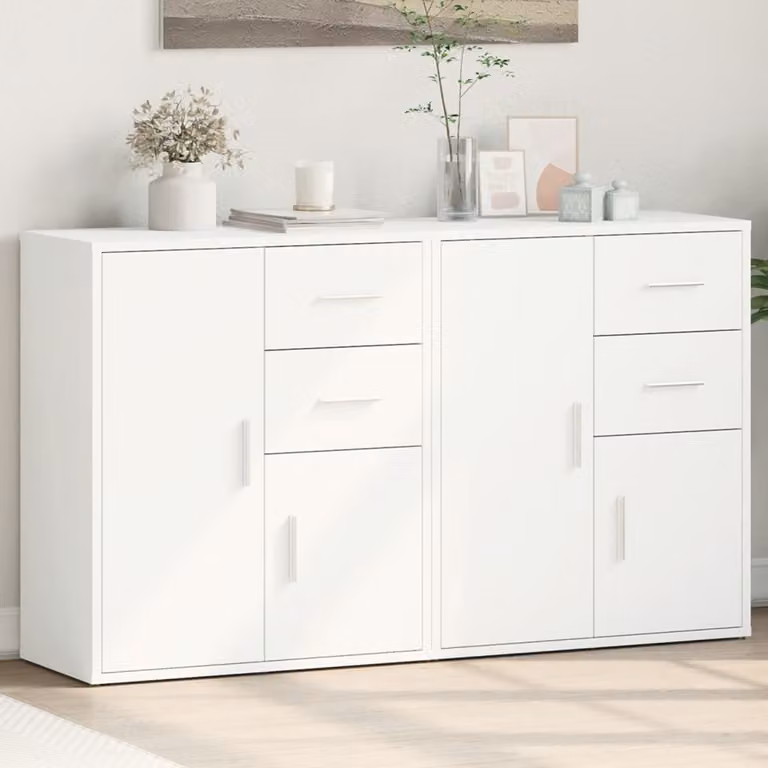 Set di 2 credenze bianche moderne vidaXL in legno MDF da appendere alla parete L 60 x P 30 x H 70 cm